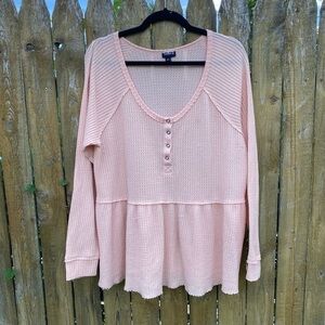 Torrid Brished Waffle Henley Babydoll Top Sz 1 / 1X
